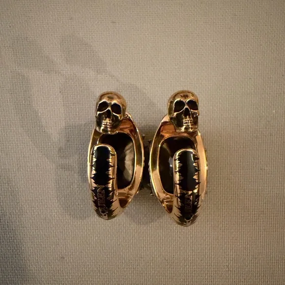 Alexander McQueen Gold Skull Hoop Earrings